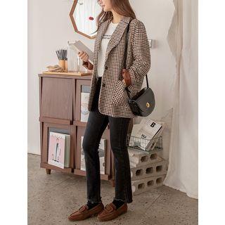 Plus Size Check Single-breasted Blazer