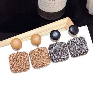 Square Button Dangle Earring