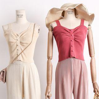 Pearl-accent Sleeveless Knit Top