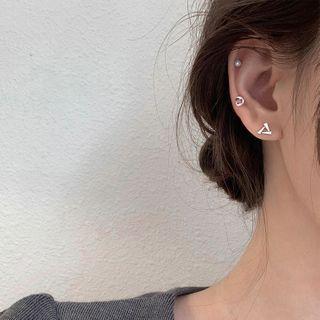 925 Sterling Silver Geometric Triangle Stud Earring