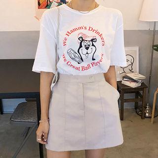 Seam-detail A-line Miniskirt