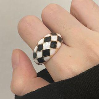 Check Resin Ring Check - Black & White - One Size