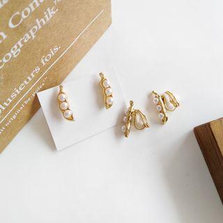 Faux Pearl Alloy Bean Earring