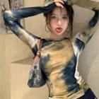 Tie-dye Long Sleeve T-shirt As Shown In Figure - One Size