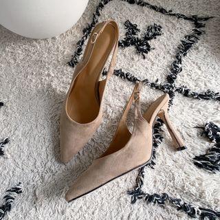 Buckled Suedette Slingback Stilettos
