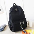Lettering / Star Print Canvas Backpack