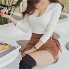 Scoop-neck Metal-trim Top