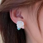 Flower Stud Earring 1 Pair - White & Pink - One Size