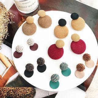 Color Block Button Drop Earring