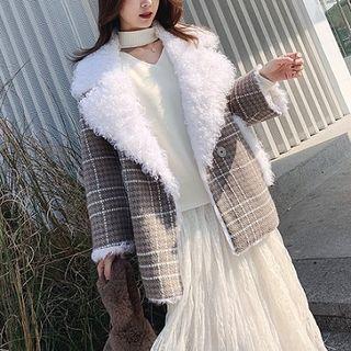 Fleece Plaid Button Coat