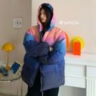 Ombre Padded Zip-up Hooded Jacket