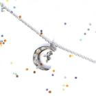 925 Sterling Silver Rhinestone Moon & Star Pendant Necklace 1 Pc - Necklace - Moon & Star - One Size