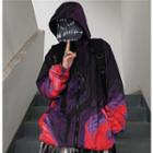 Flame Hooded Windbreaker As Shown In Figure - One Size
