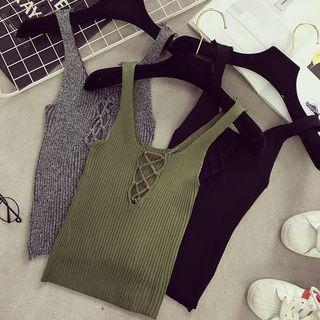 Crisscross Front Knit Tank Top