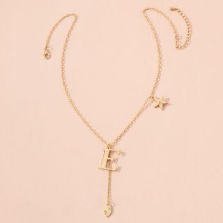 Letter E Pendant Alloy Necklace Letter E - Gold - One Size
