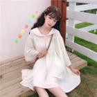 Long-sleeve A-line Chiffon Dress Off-white - One Size