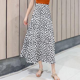 Petal Print Midi A-line Skirt
