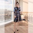 Long-sleeve Printed A-line Skirt