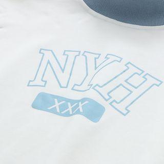 Mock-neck Letter Sweatshirt White - One Size