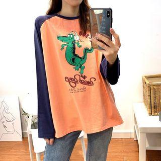 Long-sleeve Raglan Printed T-shirt