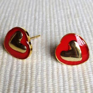 Resin Heart Earrings (red) One Size