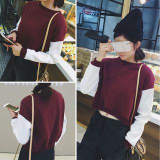 Color Block Cropped Pullover