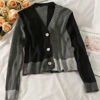 Colorblock Loose Cardigan Black - One Size
