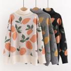 Turtleneck Fruit Print Sweater