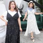 Set: Star Strappy Midi A-line Dress + Short-sleeve T-shirt