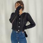 Distressed Button-up Knit Crop Top In 5 Colors