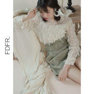 Paperbag High-waist Wool A-line Skirt