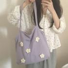 Flower Detail Canvas Tote Bag Flower - Purple - One Size