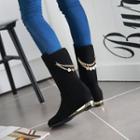 Chain Detail Wedge Mid-calf Boots