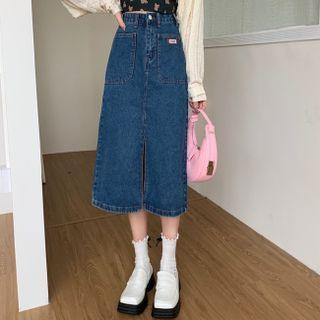 High-waist Medium Maxi Denim Skirt