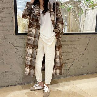 Hooded Long Plaid Shirtdress