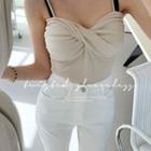Spaghetti-strap Twisted Crop Top