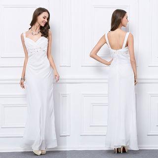 Sleeveless V-neck Evening Dress