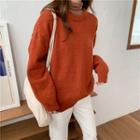 Round-neck Plain Over-sized Knitted Sweater