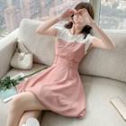 Cap-sleeve Two-tone Mini A-line Dress