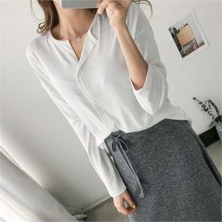 Drop-shoulder Open-placket Top