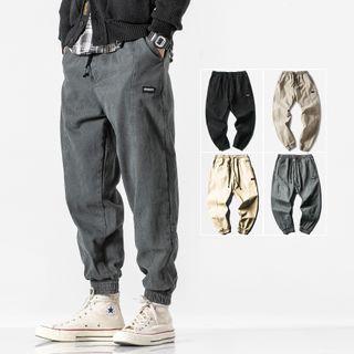 Drawstring Waist Fleece-lined Pants