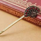 Rhinestone Fan Hair Pin Copper - One Size