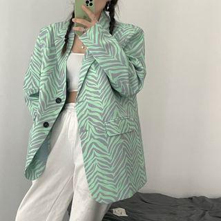 Two Button Zebra Print Blazer