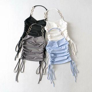 Halter-neck Chained Drawstring Top