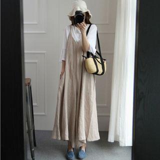 Spaghetti Strap Wide-leg Linen Jumpsuit