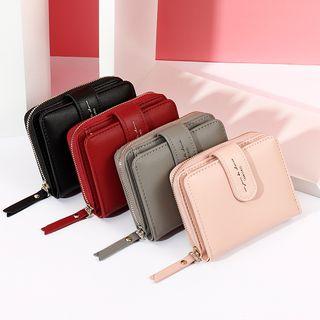 Faux Leather Lettering Short Wallet