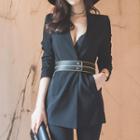 Long-sleeve V-neck Zip-back Top