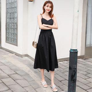 Spaghetti Strap Bow-back Midi A-line Dress