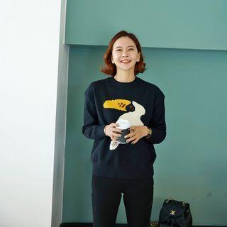 Crewneck Bird Print Sweater