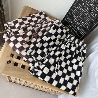 Drawstring Checkered Loose-fit Pants